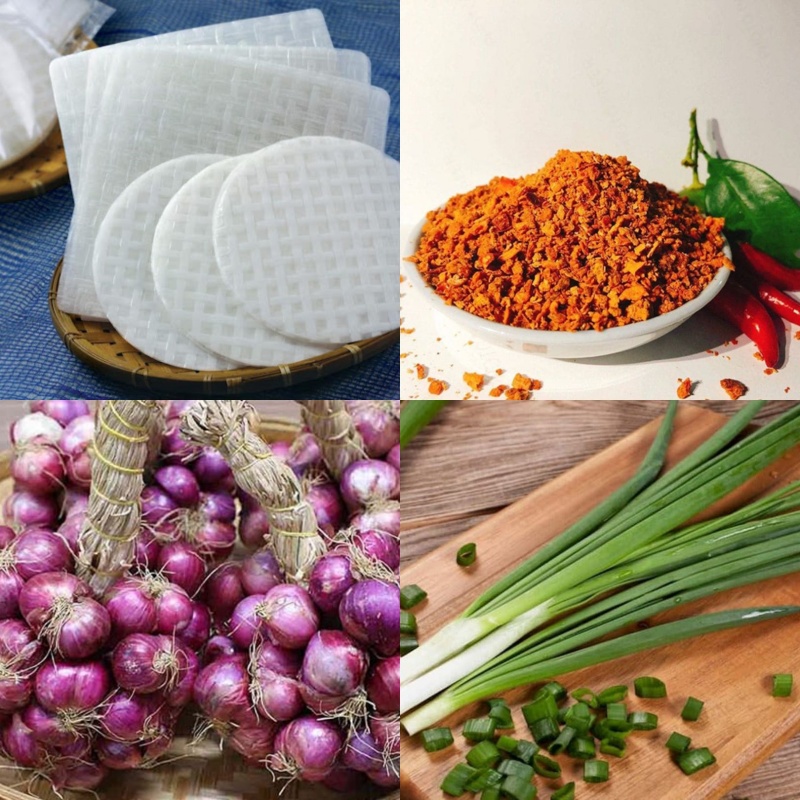 Nguyên liệu làm bánh tráng hành phi 