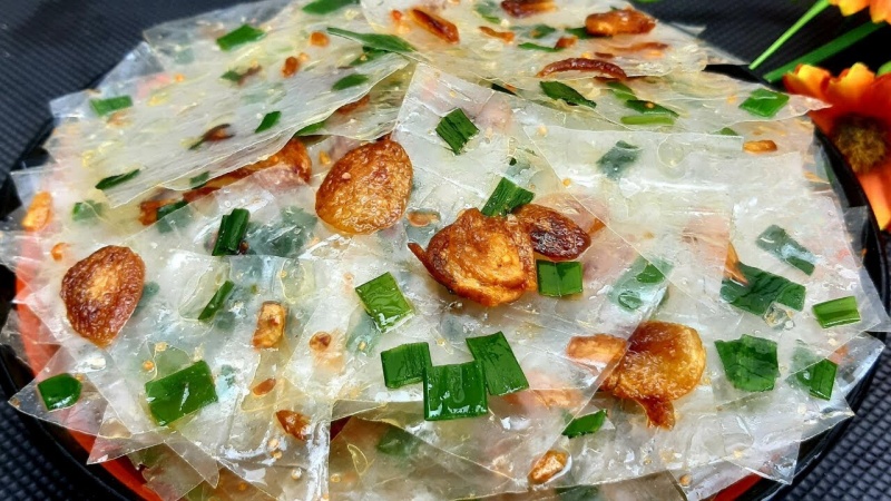 Bánh tráng hành phi trộn mỡ hành